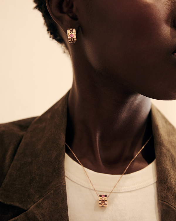 Roberto Coin Navarra 18K Rose Gold Diamond and Multicolor Sapphire Earrings 8883250AXERX