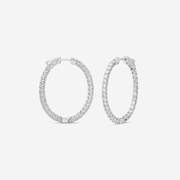Ina Mar 14K White Gold Diamond Oval Hoop Earrings E1136C-FW-300F - THE SOLIST