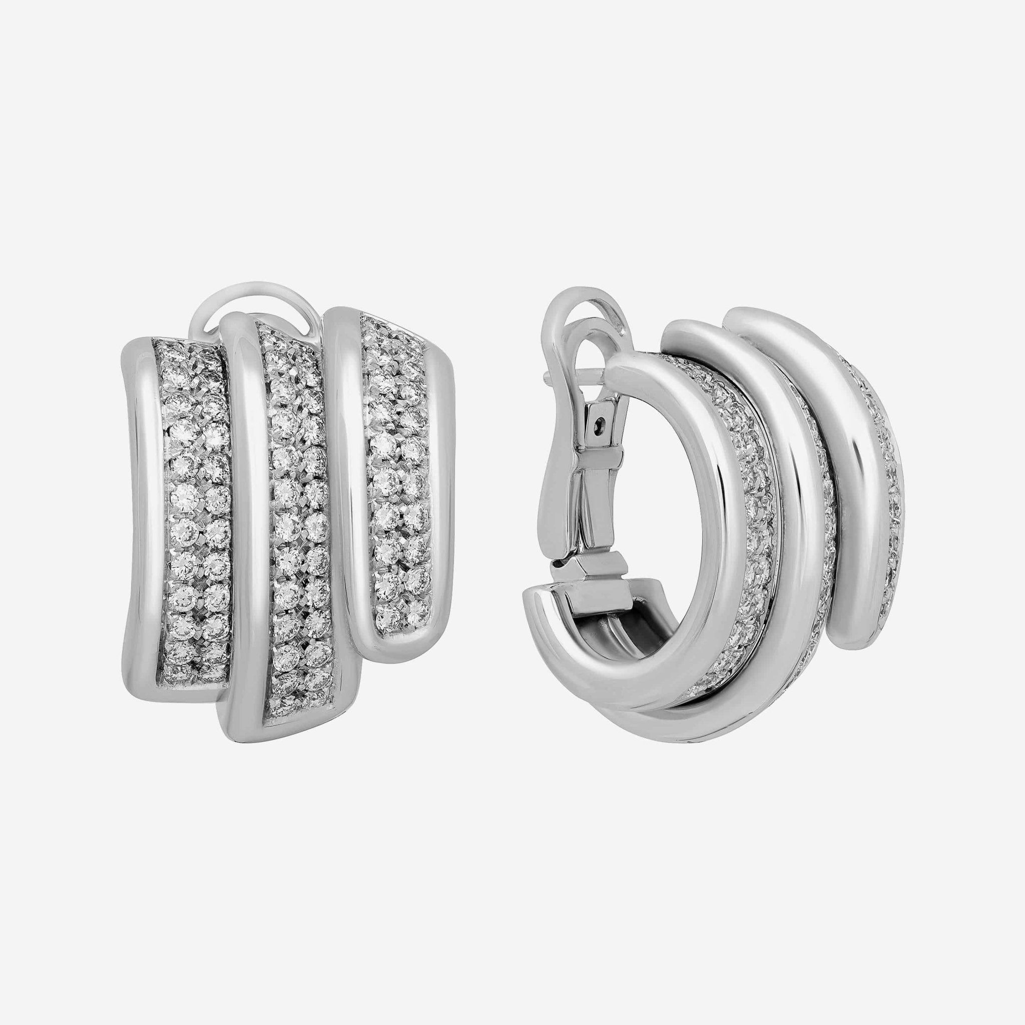 SALVINI 18K White Gold, 1.86ct. tw. Diamond Huggie Earrings 20007911 - THE SOLIST - SALVINI