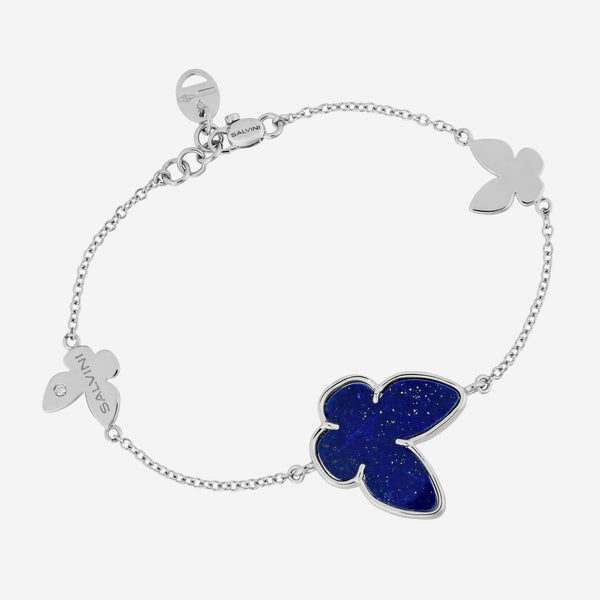 SALVINI 18K White Gold, Lapis and Diamond Butterfly Charm Bracelet 20081487 - THE SOLIST - SALVINI