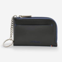 S.T. Dupont "Line D" Slim Blue and Black Cowhide and Leather Coin Purse and Key Ring 184002 - THE SOLIST - S.T. Dupont