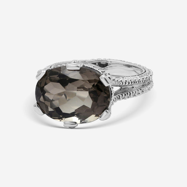 Stephen Dweck Stering Silver, Regular Facet Gemstone Smokey Quartz Ring SDR - 10154 - 7 - THE SOLIST - Stephen Dweck