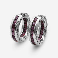 Stephen Dweck Sterling Silver, Rhodolite Garnet Hoop Earrings SDE - 12272 - THE SOLIST - Stephen Dweck