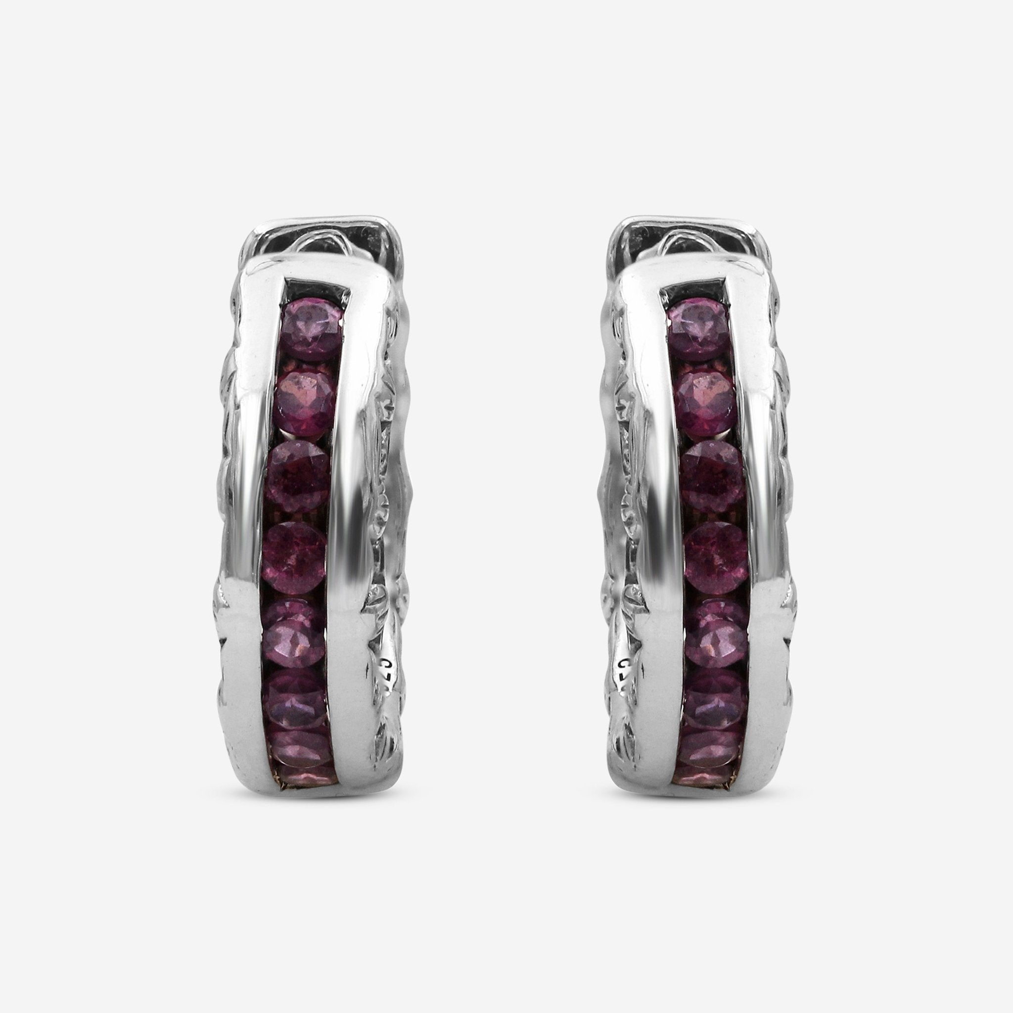 Stephen Dweck Sterling Silver, Rhodolite Garnet Hoop Earrings SDE - 12272 - THE SOLIST - Stephen Dweck