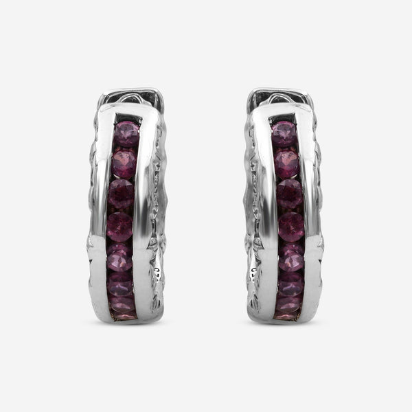 Stephen Dweck Sterling Silver, Rhodolite Garnet Hoop Earrings SDE - 12272 - THE SOLIST - Stephen Dweck