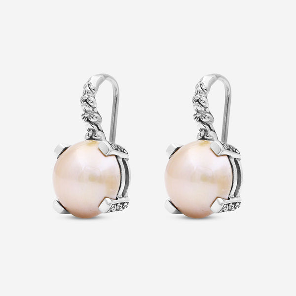 Stephen Dweck Sterling Silver, Round Golden Pearl Earrings SDE - 22003 - THE SOLIST - Stephen Dweck