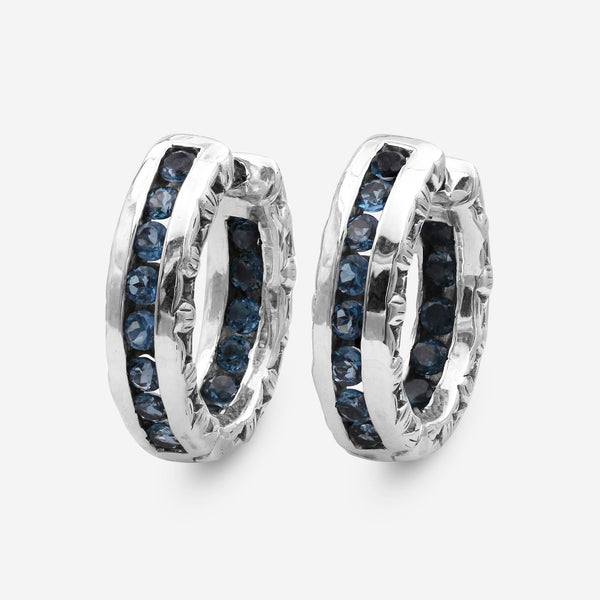 Stephen Dweck Streling Silver, London Blue Topaz Hoop Earrings SDE - 12304 - THE SOLIST - Stephen Dweck