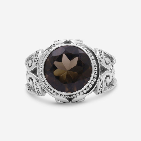 Stephen Dweck Strerling Silver,Round Smoky Quartz Gemstone Ring SDR - 10134 - 7 - THE SOLIST - Stephen Dweck