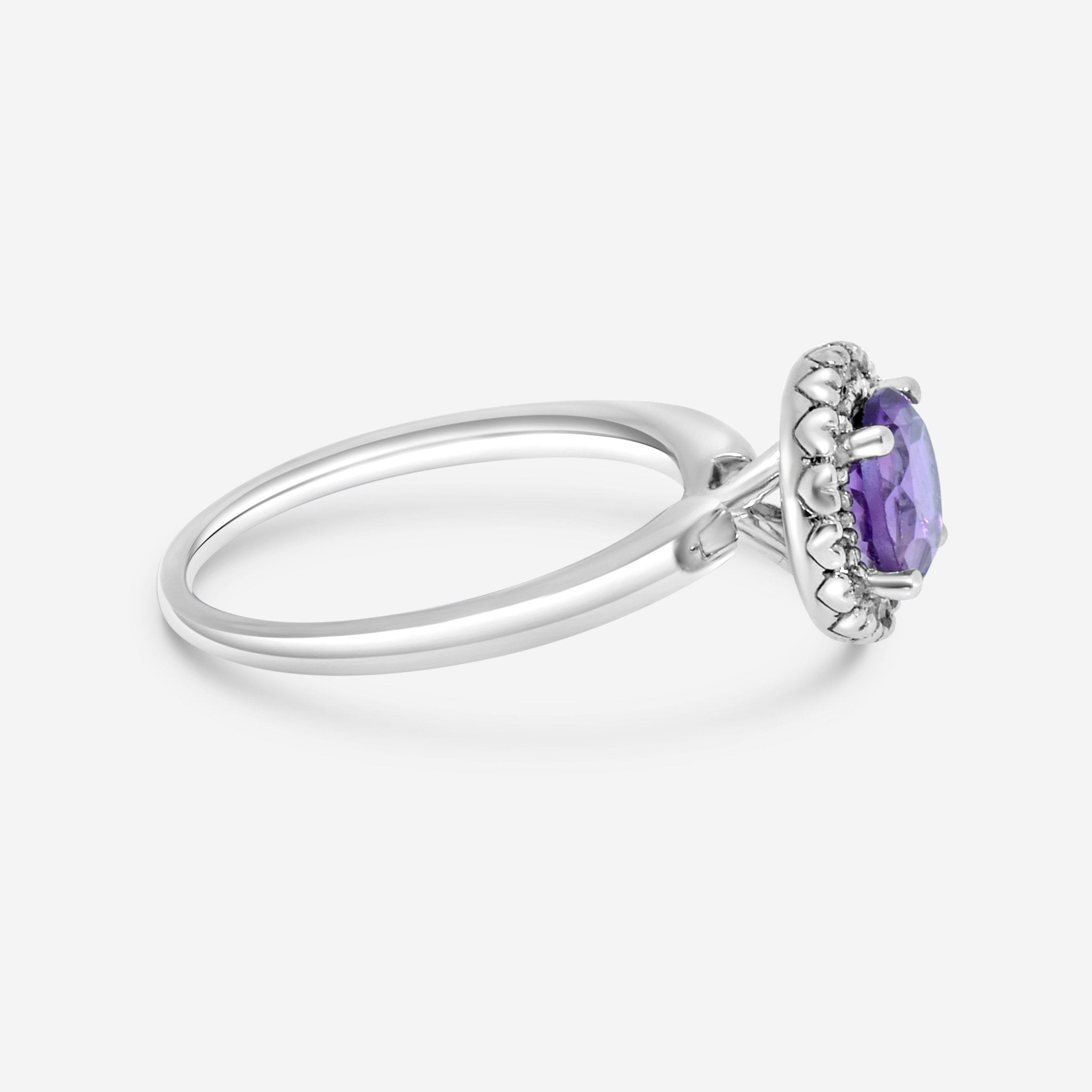 SuperOro 14K White Gold, Amethyst and Diamond Gemstone Ring 63321 - THE SOLIST - SuperOro