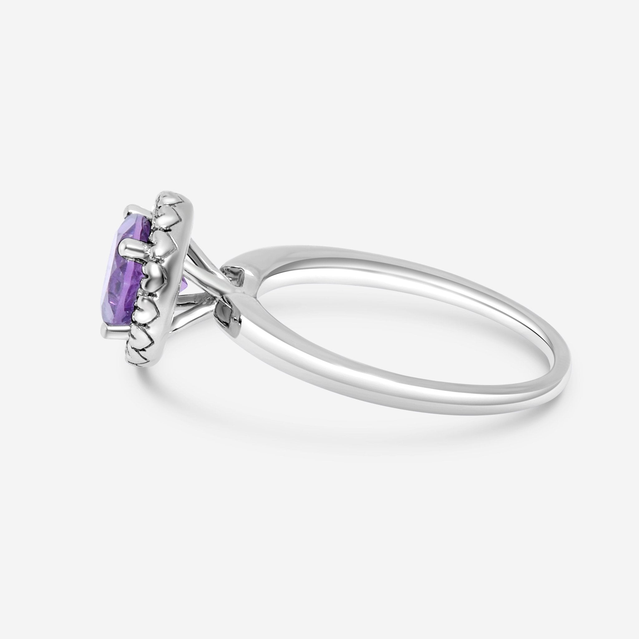 SuperOro 14K White Gold, Amethyst and Diamond Gemstone Ring 63321 - THE SOLIST - SuperOro