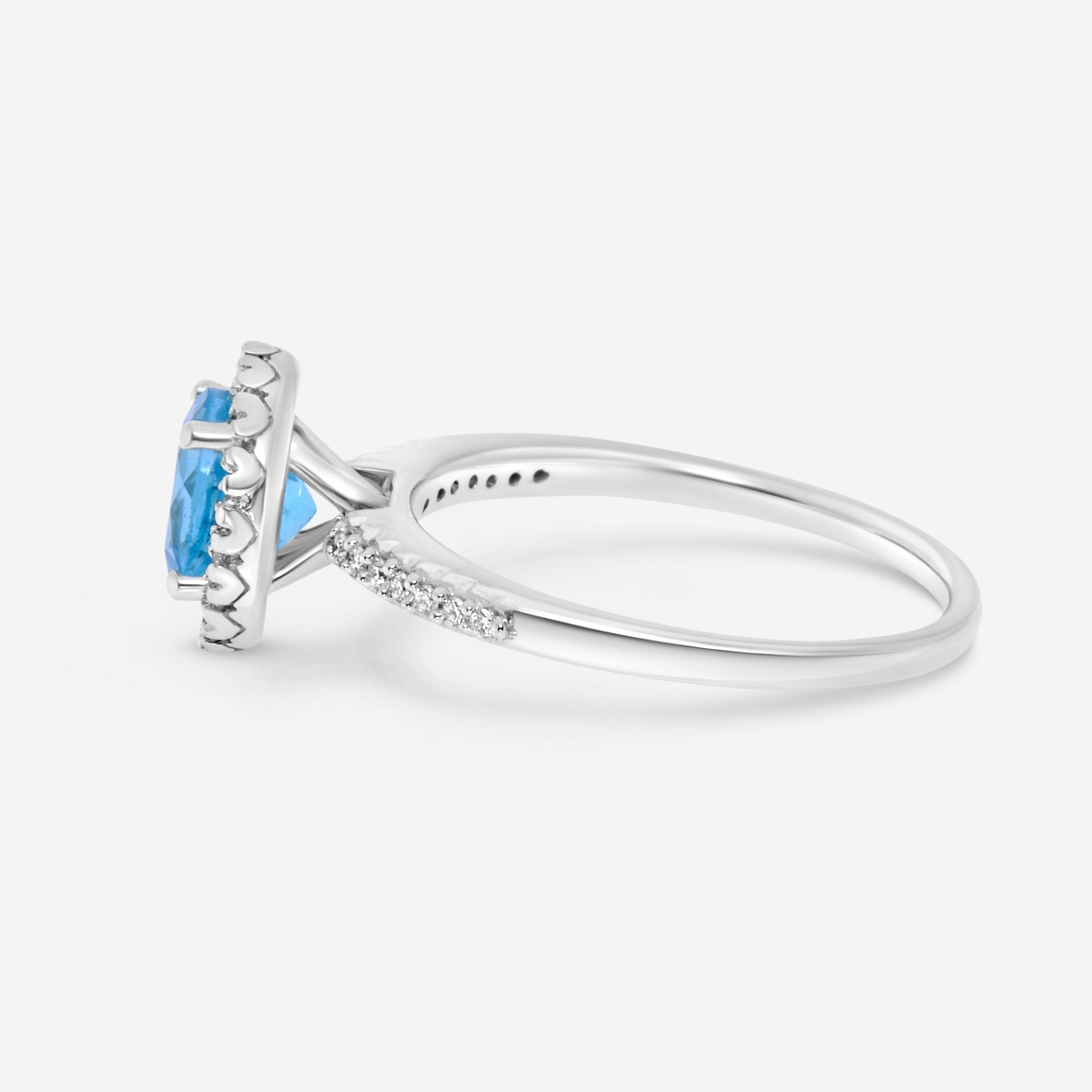 SuperOro 14K White Gold, Blue Topaz and Diamond Gemstone Ring 63312 - THE SOLIST - SuperOro