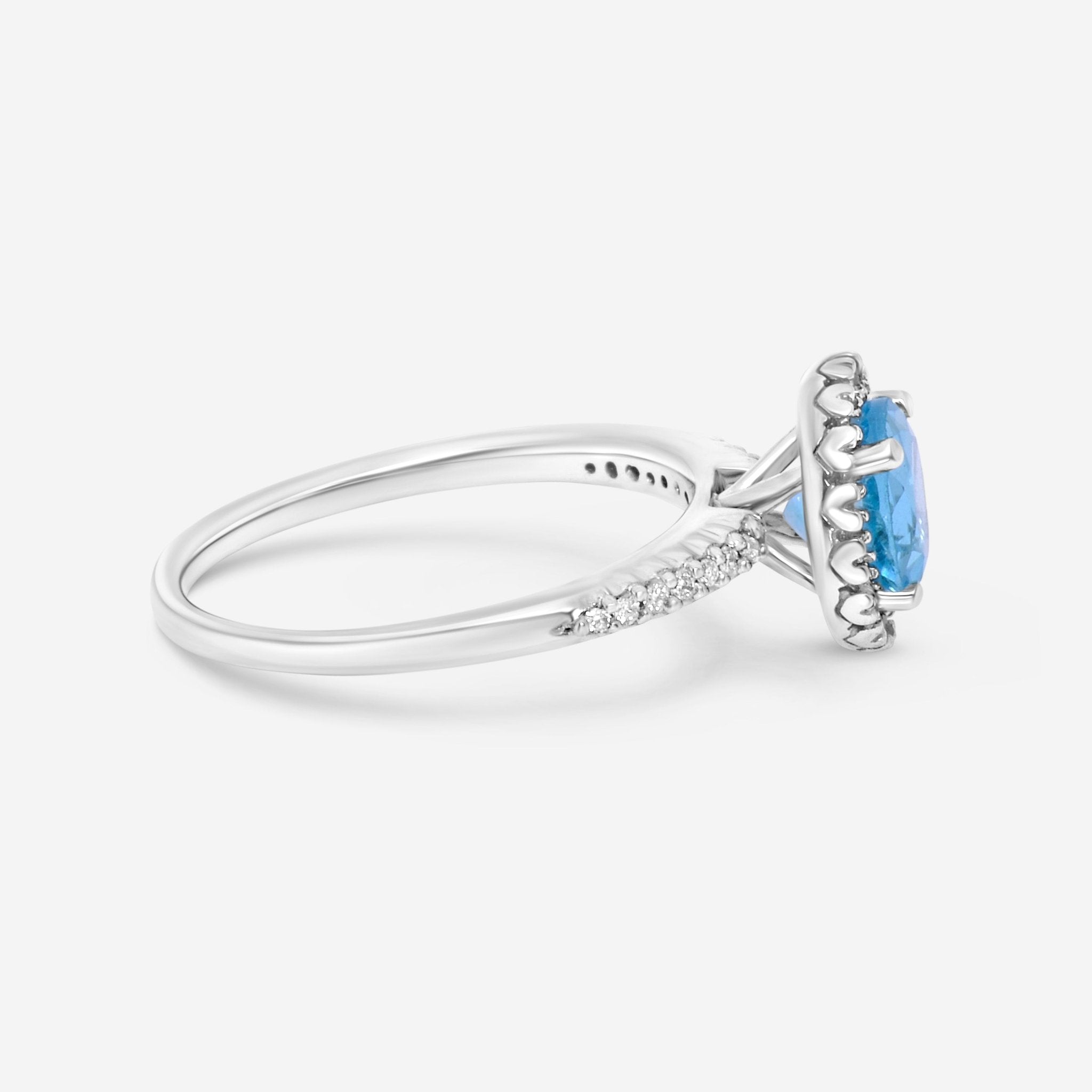 SuperOro 14K White Gold, Blue Topaz and Diamond Gemstone Ring 63312 - THE SOLIST - SuperOro