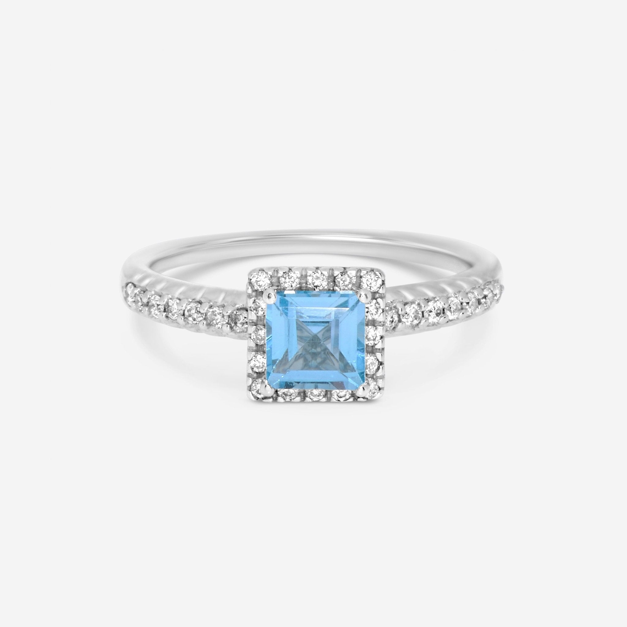 SuperOro 14K White Gold, Blue Topaz and Diamond Gemstone Ring 63320 - THE SOLIST - SuperOro