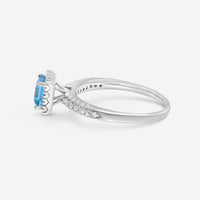 SuperOro 14K White Gold, Blue Topaz and Diamond Gemstone Ring 63320 - THE SOLIST - SuperOro