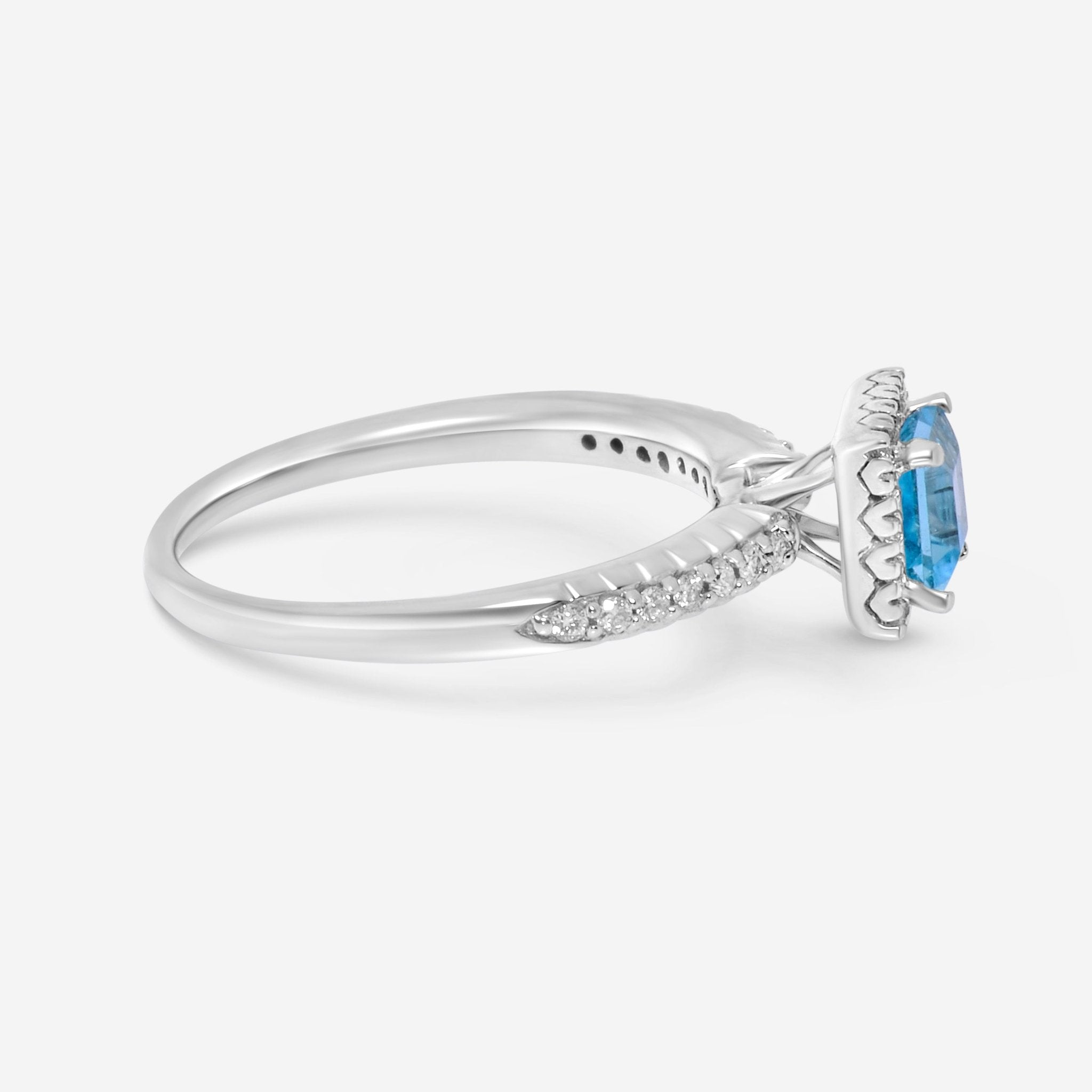 SuperOro 14K White Gold, Blue Topaz and Diamond Gemstone Ring 63320 - THE SOLIST - SuperOro