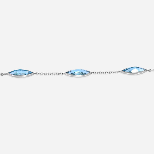 SuperOro 14K White Gold, Blue Topaz Princess Necklace 63787 - THE SOLIST - SuperOro