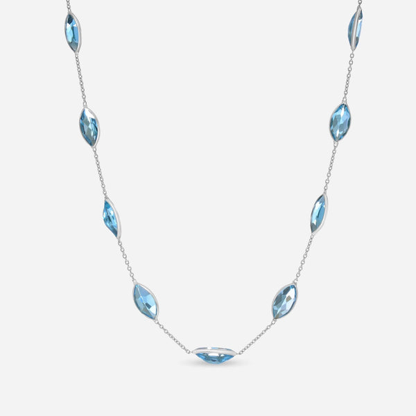 SuperOro 14K White Gold, Blue Topaz Princess Necklace 63787 - THE SOLIST - SuperOro