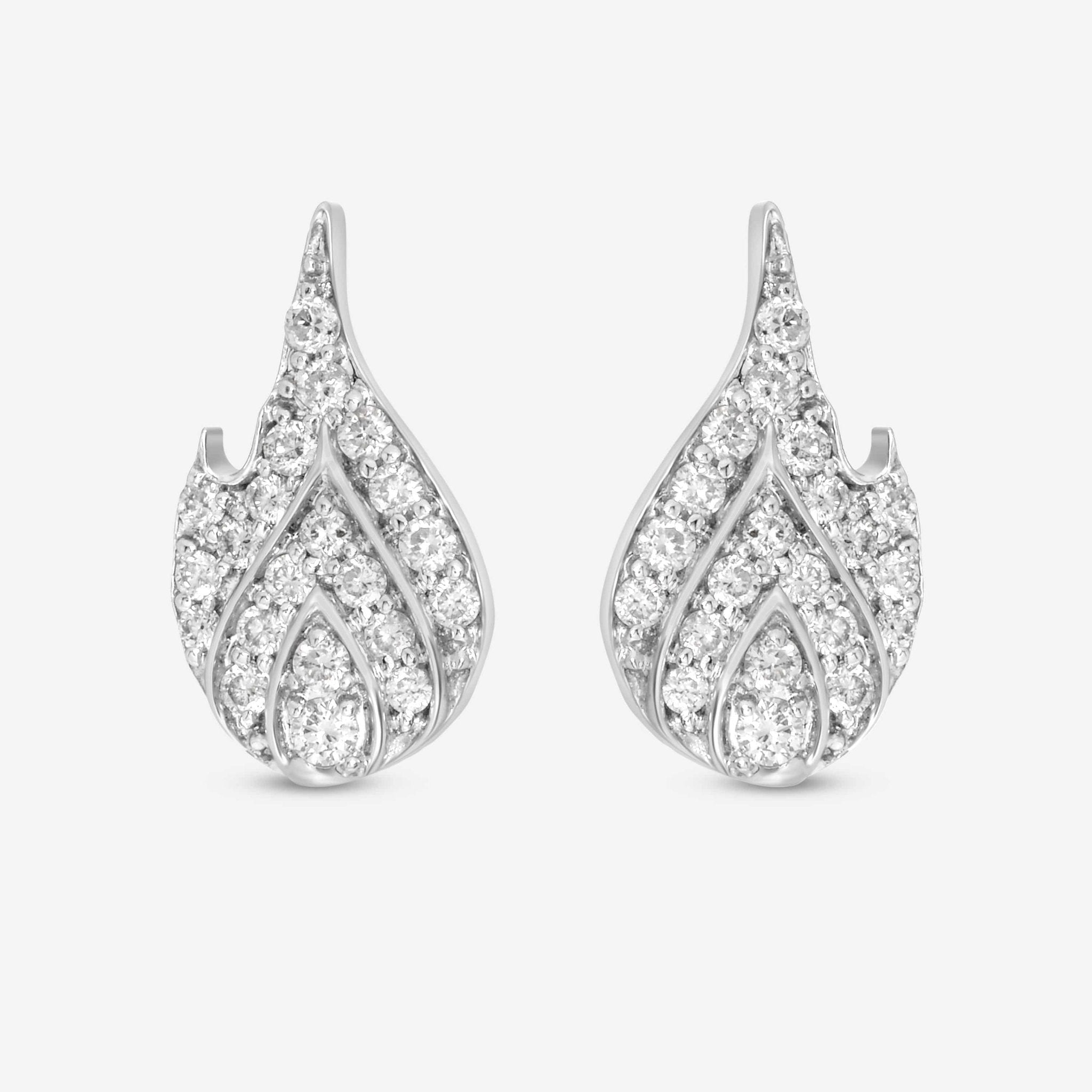 SuperOro 14K White Gold, Diamond Flame Stud Earrings 60339 - THE SOLIST - SuperOro