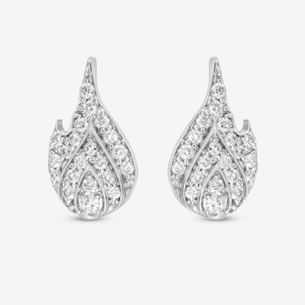 SuperOro 14K White Gold, Diamond Flame Stud Earrings 60339 - THE SOLIST - SuperOro