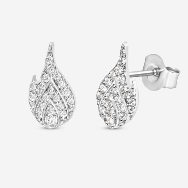 SuperOro 14K White Gold, Diamond Flame Stud Earrings 60339 - THE SOLIST - SuperOro