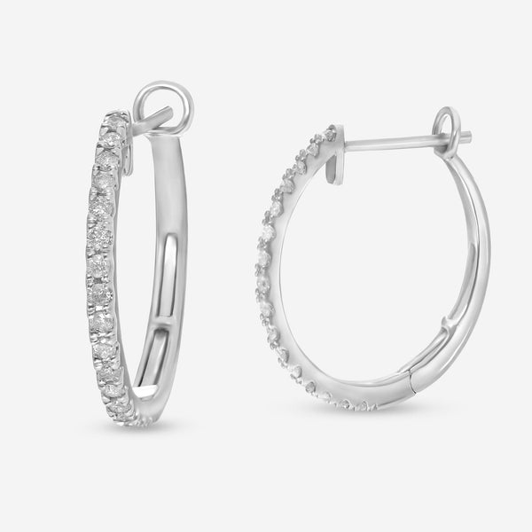 SuperOro 14K White Gold, Diamond Hoop Earrings 63094 - THE SOLIST - SuperOro