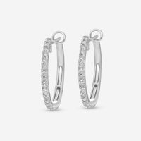 SuperOro 14K White Gold, Diamond Hoop Earrings 63094 - THE SOLIST - SuperOro