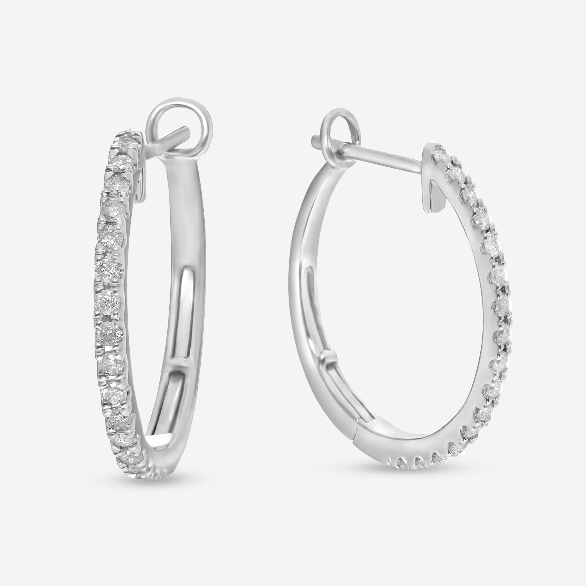 SuperOro 14K White Gold, Diamond Hoop Earrings 63094 - THE SOLIST - SuperOro