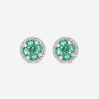 SuperOro 14K White Gold, Emerald 1.20ct. tw. and Diamond Stud Earrings 63377 - THE SOLIST - SuperOro