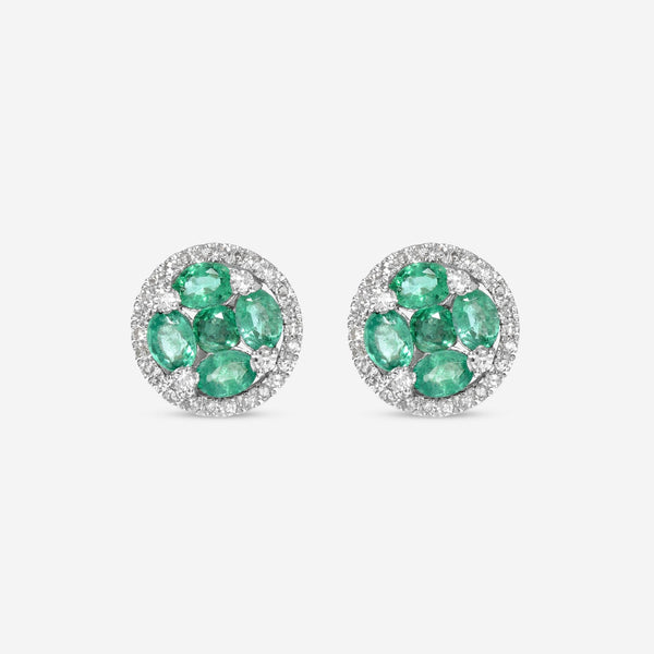 SuperOro 14K White Gold, Emerald 1.20ct. tw. and Diamond Stud Earrings 63377 - THE SOLIST - SuperOro