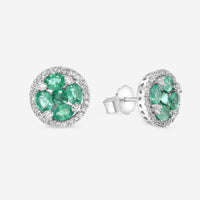 SuperOro 14K White Gold, Emerald 1.20ct. tw. and Diamond Stud Earrings 63377 - THE SOLIST - SuperOro