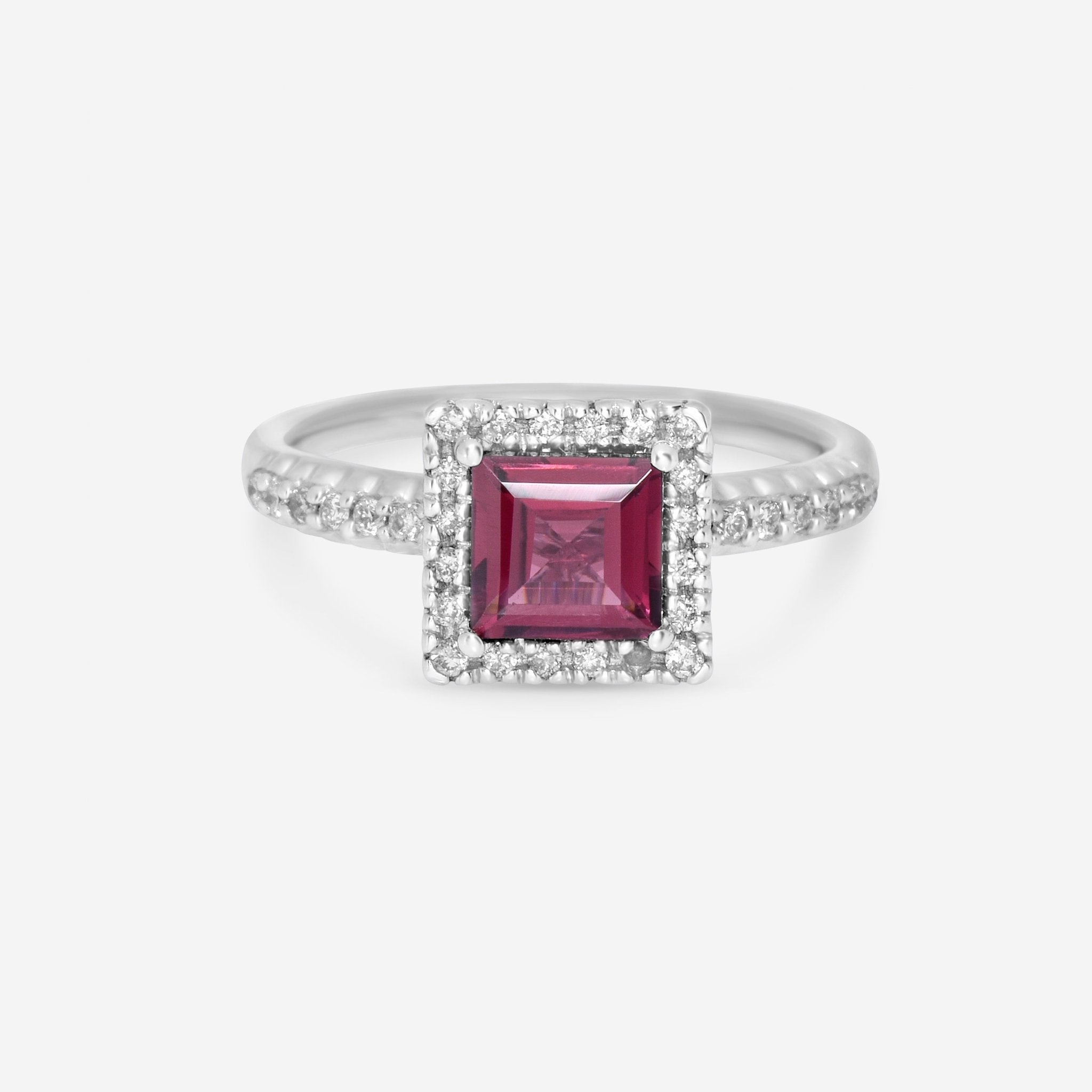 SuperOro 14K White Gold, Garnet and Diamond Gemstone Ring 63318 - THE SOLIST - SuperOro