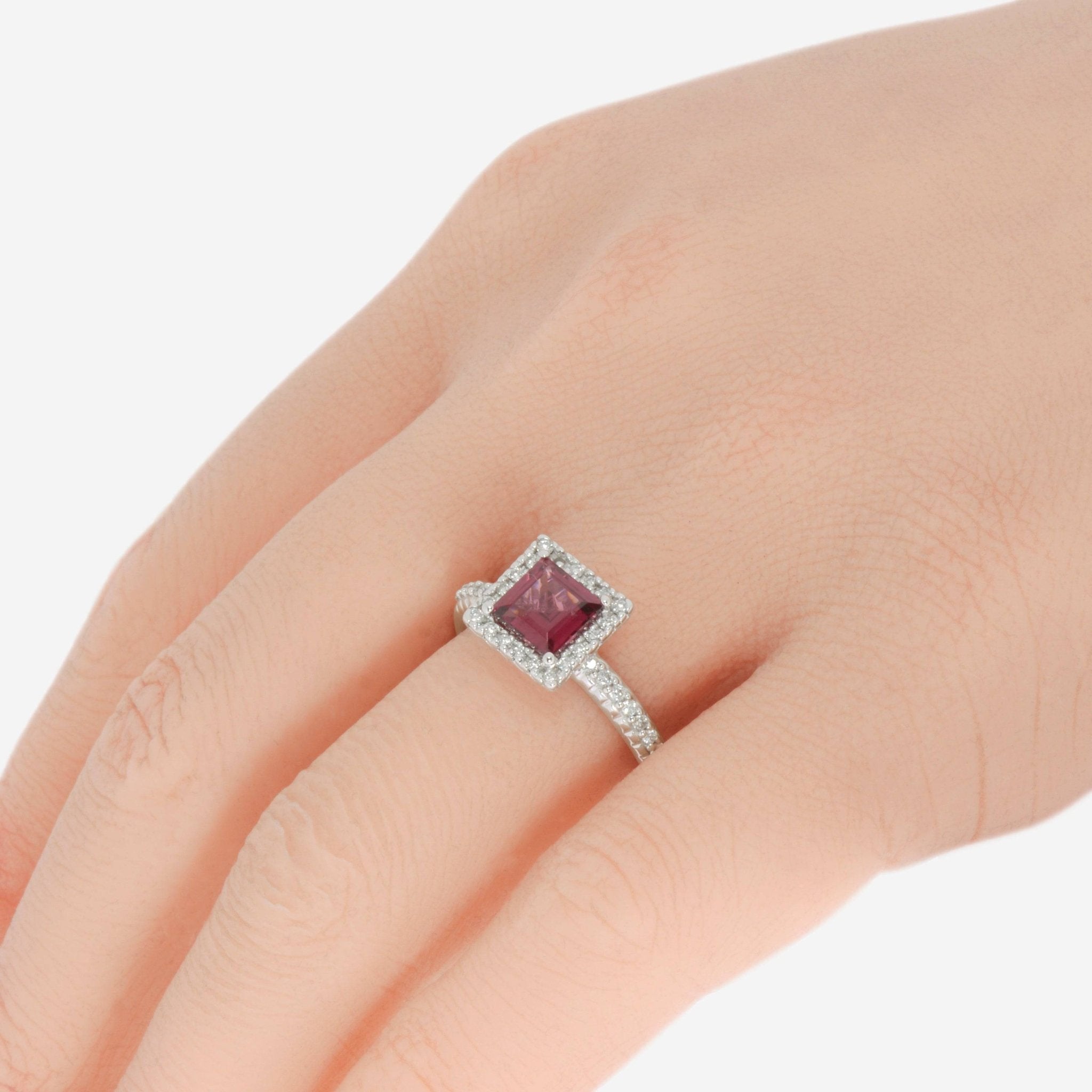 SuperOro 14K White Gold, Garnet and Diamond Gemstone Ring 63318 - THE SOLIST - SuperOro