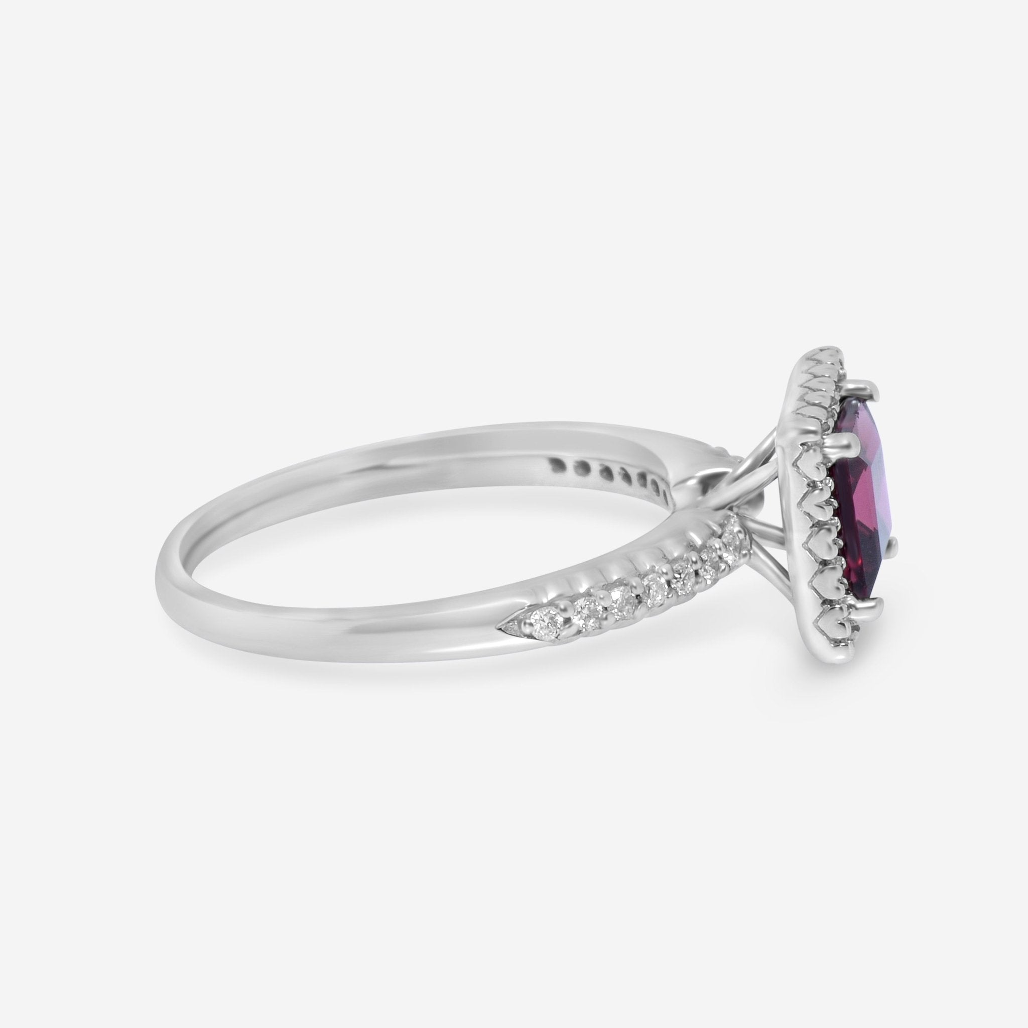 SuperOro 14K White Gold, Garnet and Diamond Gemstone Ring 63318 - THE SOLIST - SuperOro