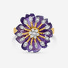 SuperOro 14K Yellow Gold, Amethyst and Diamond Flower Statement Ring 39018 - THE SOLIST - SuperOro