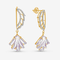 SuperOro 14K Yellow Gold, Amethyst and Diamond Wing Drop Earrings 39457 - THE SOLIST - SuperOro