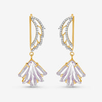 SuperOro 14K Yellow Gold, Amethyst and Diamond Wing Drop Earrings 39457 - THE SOLIST - SuperOro