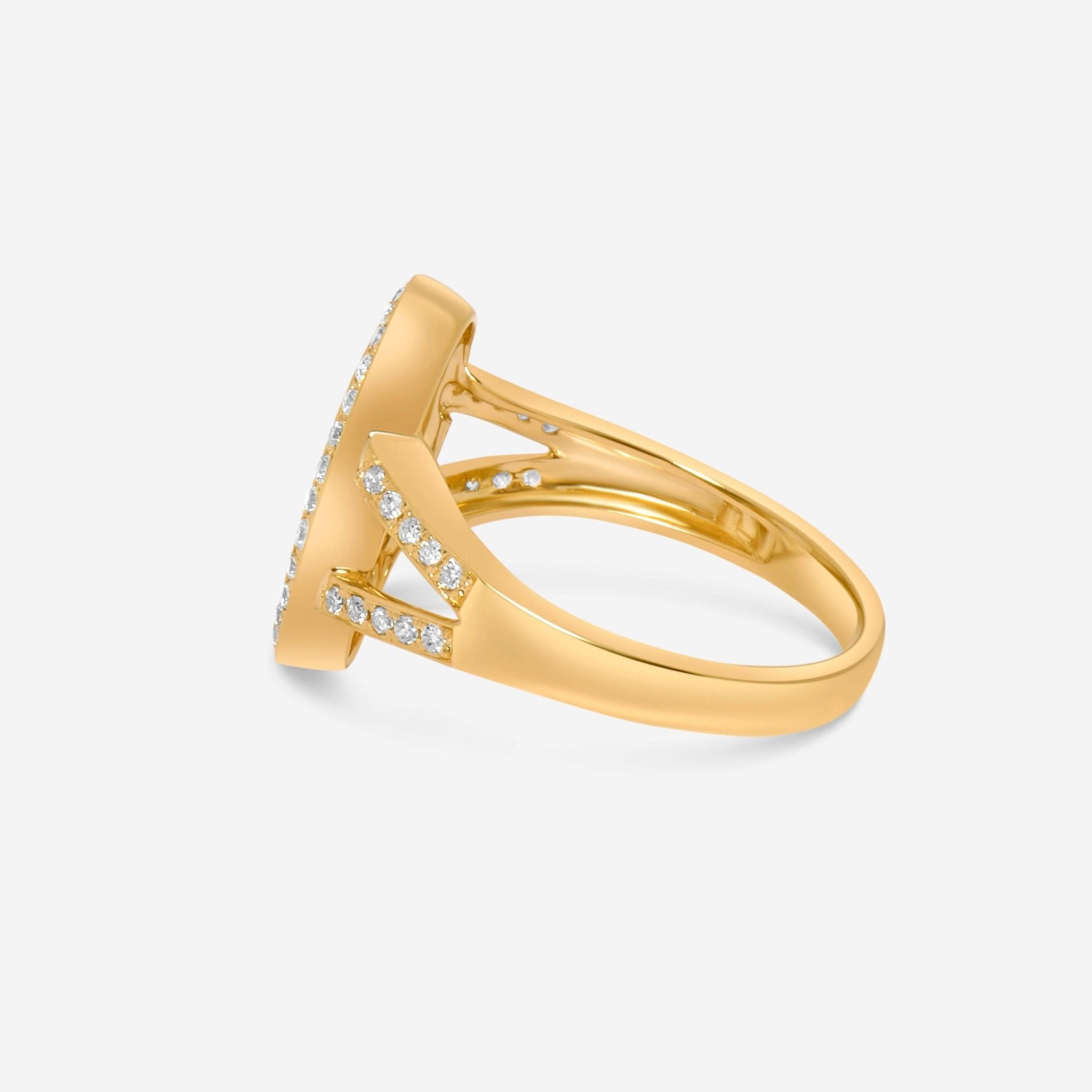 SuperOro 14K Yellow Gold, Diamond Oval Ring 62018 - THE SOLIST - SuperOro