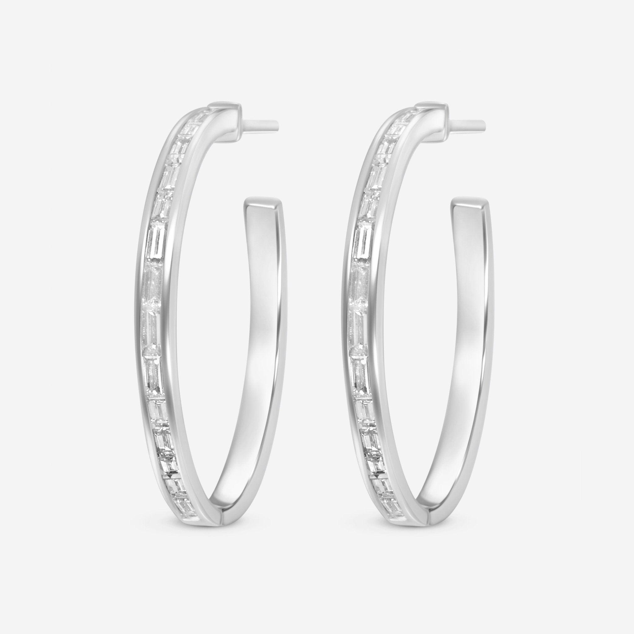 SuperOro 18K White Gold, Diamond 1.57ct. tw. Hoop Earrings 63616 - THE SOLIST - SuperOro