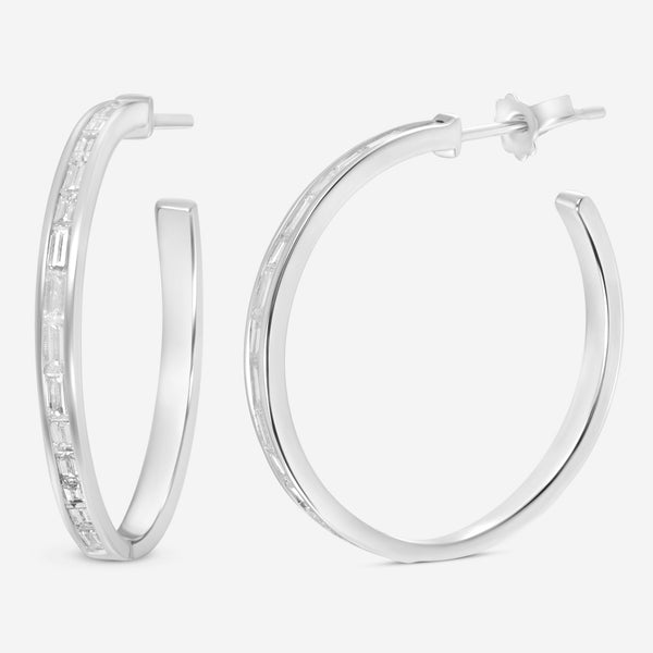 SuperOro 18K White Gold, Diamond 1.57ct. tw. Hoop Earrings 63616 - THE SOLIST - SuperOro