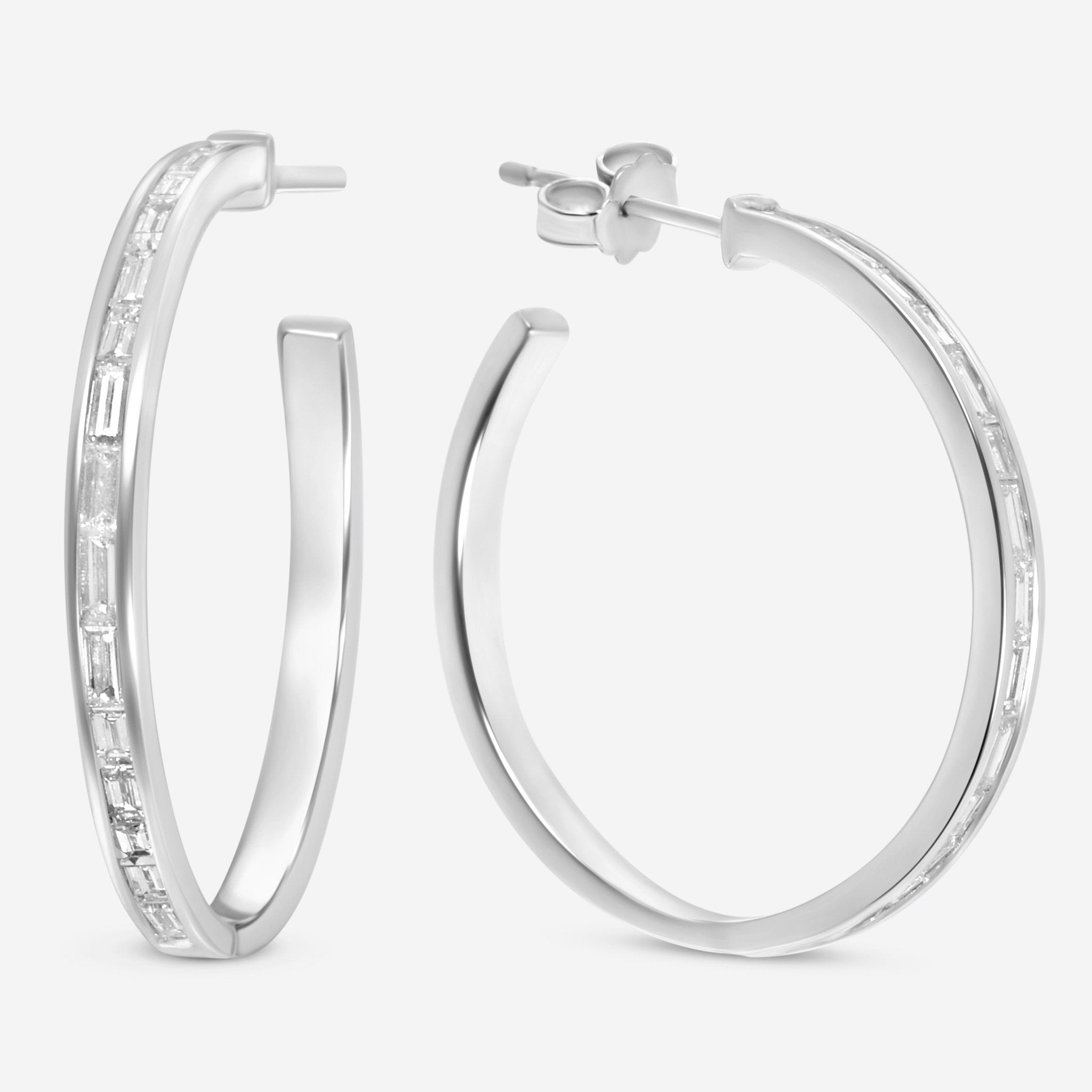 SuperOro 18K White Gold, Diamond 1.57ct. tw. Hoop Earrings 63616 - THE SOLIST - SuperOro