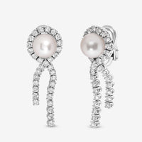 SuperOro 18K White Gold, Diamond 3.67ct. tw. and Pearl Drop Earrings 61614 - THE SOLIST - SuperOro