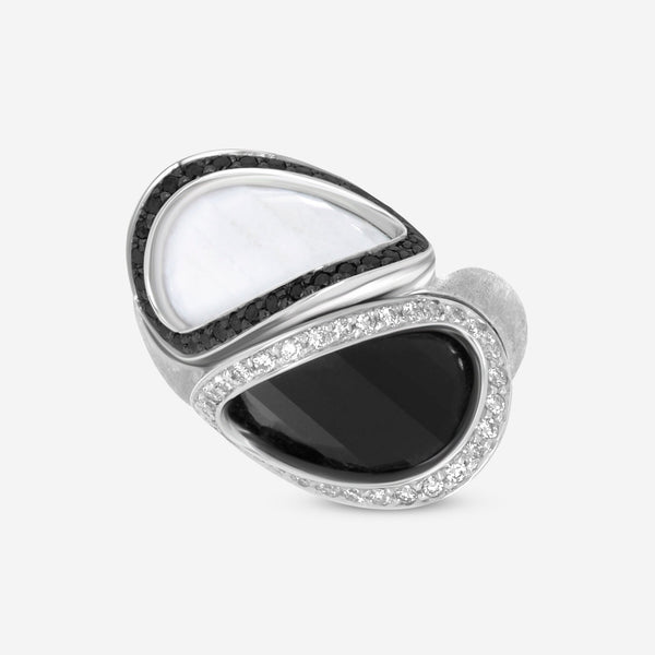 SuperOro 18K White Gold, Diamond and Black Diamond Statement Ring 62755 - THE SOLIST - SuperOro