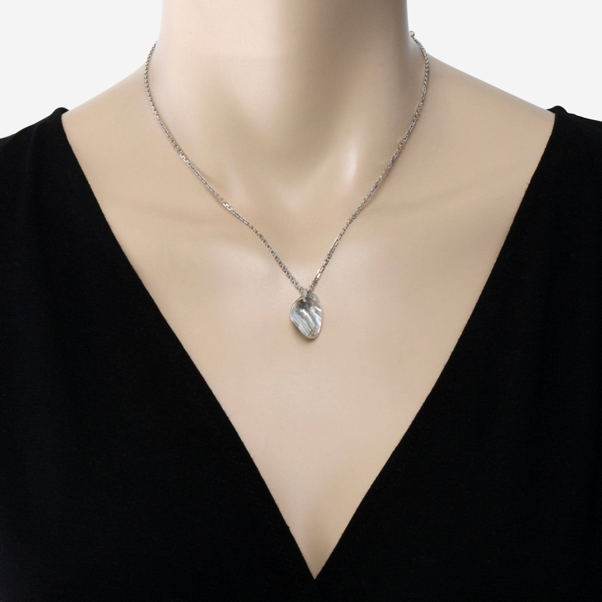 SuperOro 18K White Gold, Diamond and Prasiolite Pendant Necklace - THE SOLIST - SuperOro