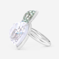 SuperOro 18K White Gold, Diamond and Quartz Gemstone Ring 62690 - THE SOLIST - SuperOro