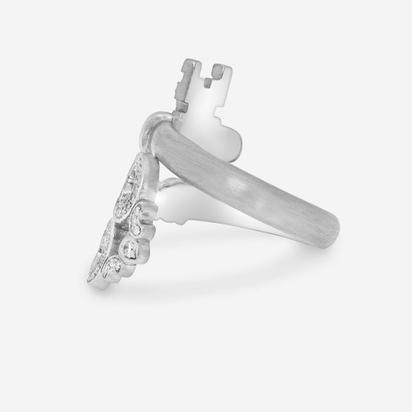 SuperOro 18K White Gold, Diamond Key Wrap Ring 61829 - THE SOLIST - SuperOro