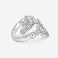 SuperOro 18K White Gold, Diamond Key Wrap Ring 61829 - THE SOLIST - SuperOro