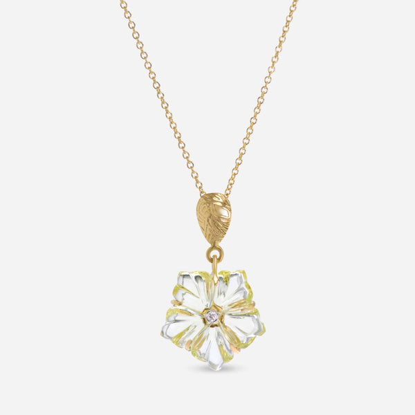 SuperOro 18K Yellow Gold, Diamond and Lemon Topaz Pendant Necklace 62204 - THE SOLIST - SuperOro