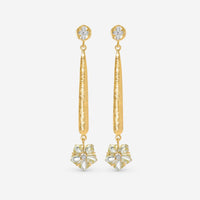 SuperOro 18K Yellow Gold, Diamond and Topaz Flower Drop Earrings 62206 - THE SOLIST - SuperOro