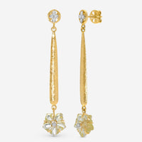 SuperOro 18K Yellow Gold, Diamond and Topaz Flower Drop Earrings 62206 - THE SOLIST - SuperOro