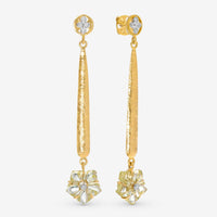 SuperOro 18K Yellow Gold, Diamond and Topaz Flower Drop Earrings 62206 - THE SOLIST - SuperOro